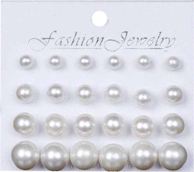 Fako Bijoux® - Oorbellen - Parel - Acryl - Crème - 12 Paar