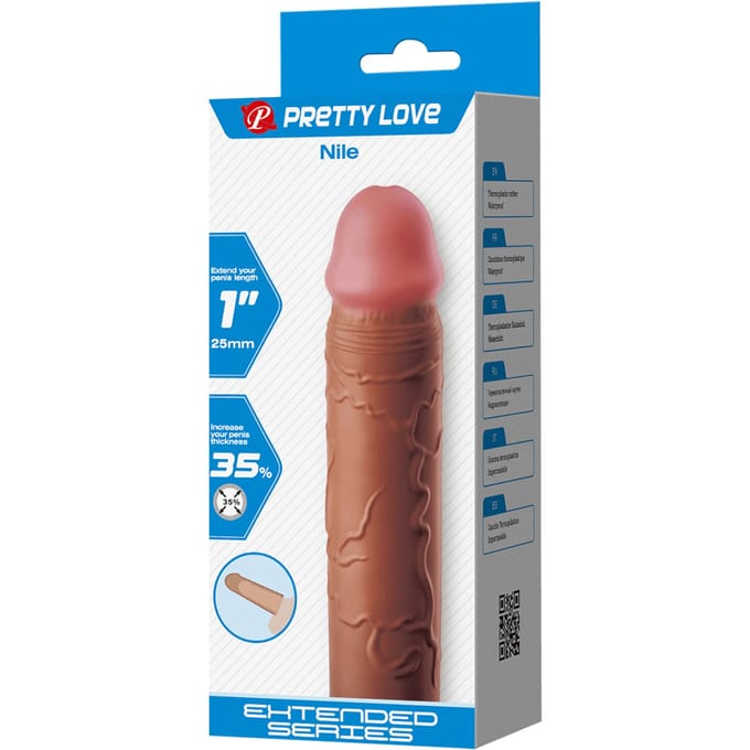 Pretty Love - Nile - Verlengde Penis Sleeve - 25mm - Bruin