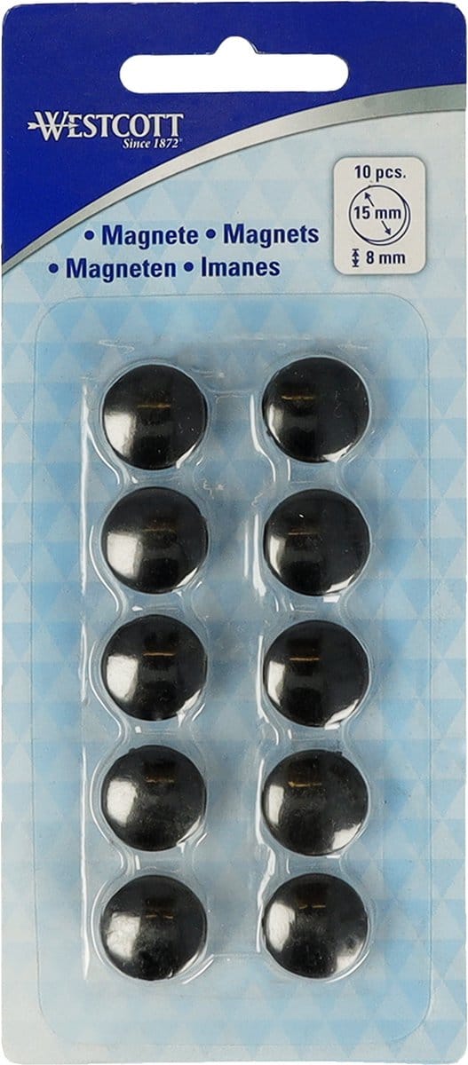 Westcott magneten - Ø 15x8mm - zwart - 10 stuks - AC-E10801