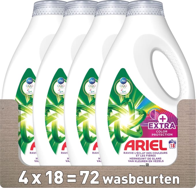Ariel Vloeibaar Wasmiddel +Extra kleurbescherming - 4 x 18 Wasbeurten