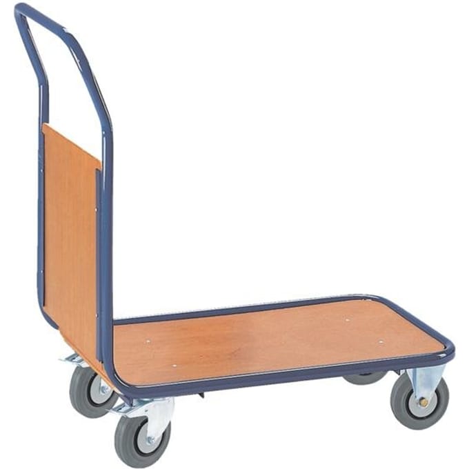 Magazijnwagen met eindwand-begrenzing 100x70 cm houten laadvlak