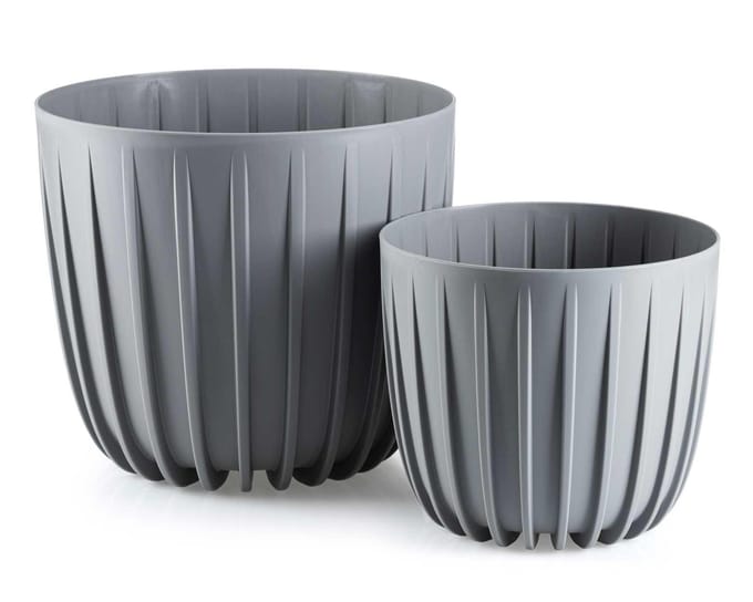 HowHomely Stripped - Bloempot - Grijs - 18xh15,6 cm - Weerbestendig