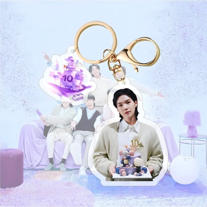 BTS 2023 10th Anniversary Plastic Keyring Acrylic Keychain Min Yoon-gi [Sleutelhanger]