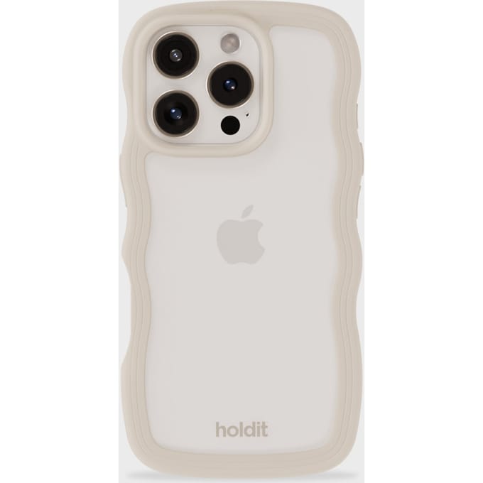 Holdit Wavy Case geschikt voor Apple iPhone 16 Pro - Transparent / Light Beige