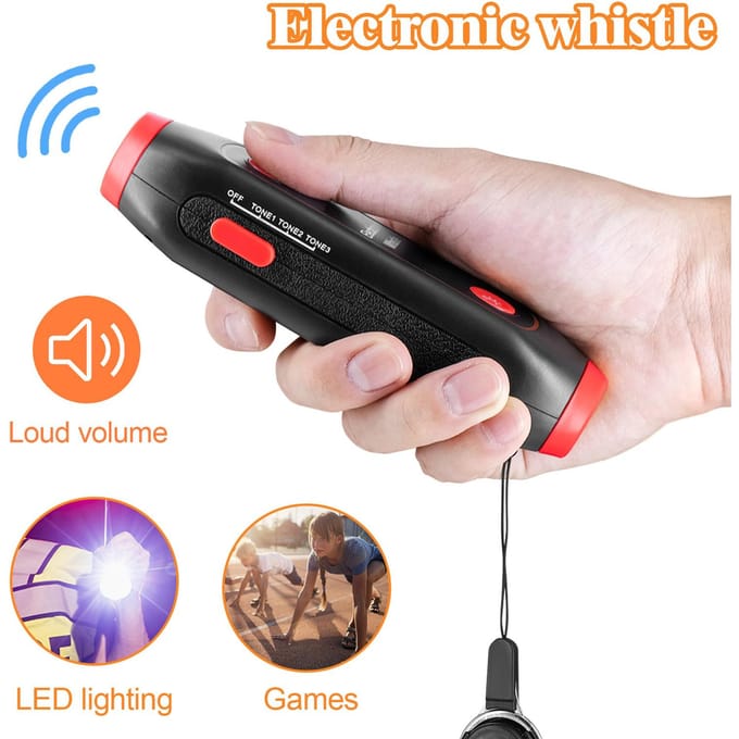 4 stuks Elektronische Fluit Op Batterijen Werking Fluit Verstelbaar 3 Toon Luide Geluiden Hoge Volume Fluit met Lanyard black