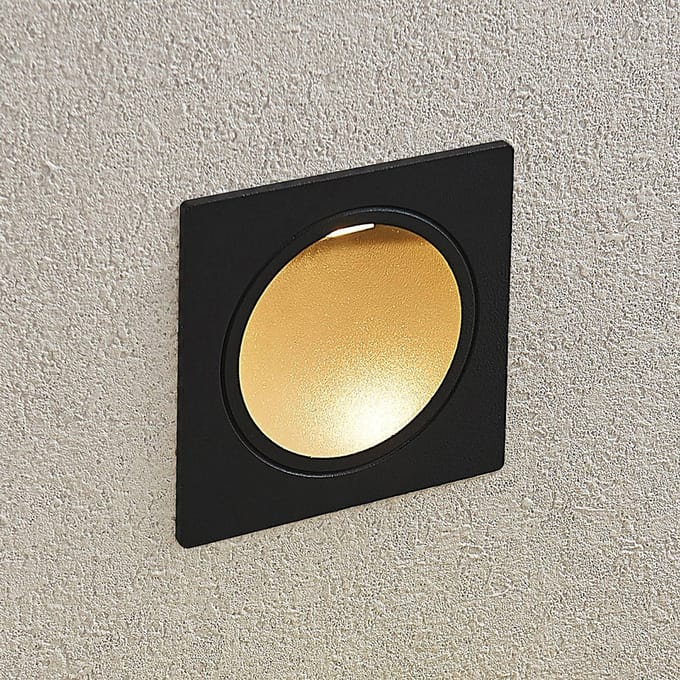 Lucande LED wand inbouwlamp Pordis, IP65, hoekig