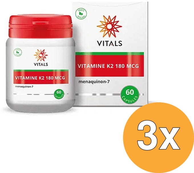 3x Vitals Vitamine K2 180mcg (60 capsules)