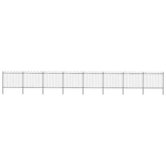 vidaXL - Tuinhek - met - ringtop - staal - 1339x150 - cm - zwart