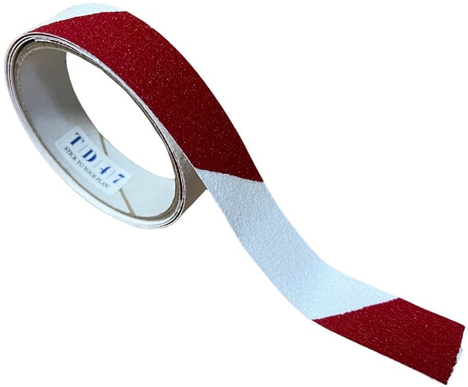 TD47 Antislip tape Strook 25mm x 1m Rood/Wit