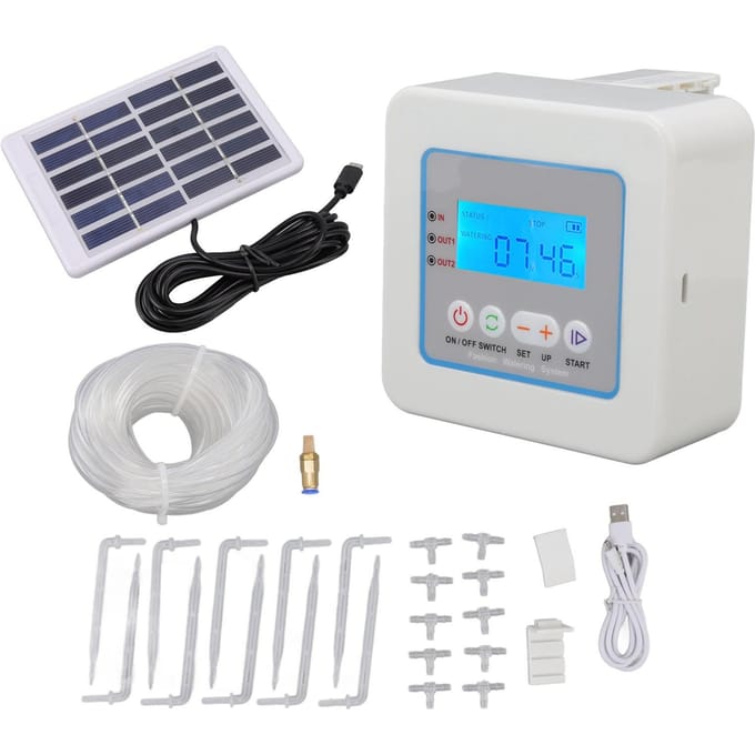 Micro Automatische Druppelirrigatie Kit Programmeerbare Timer Zonne-energie Multifunctioneel Automatisch Water Geven gray