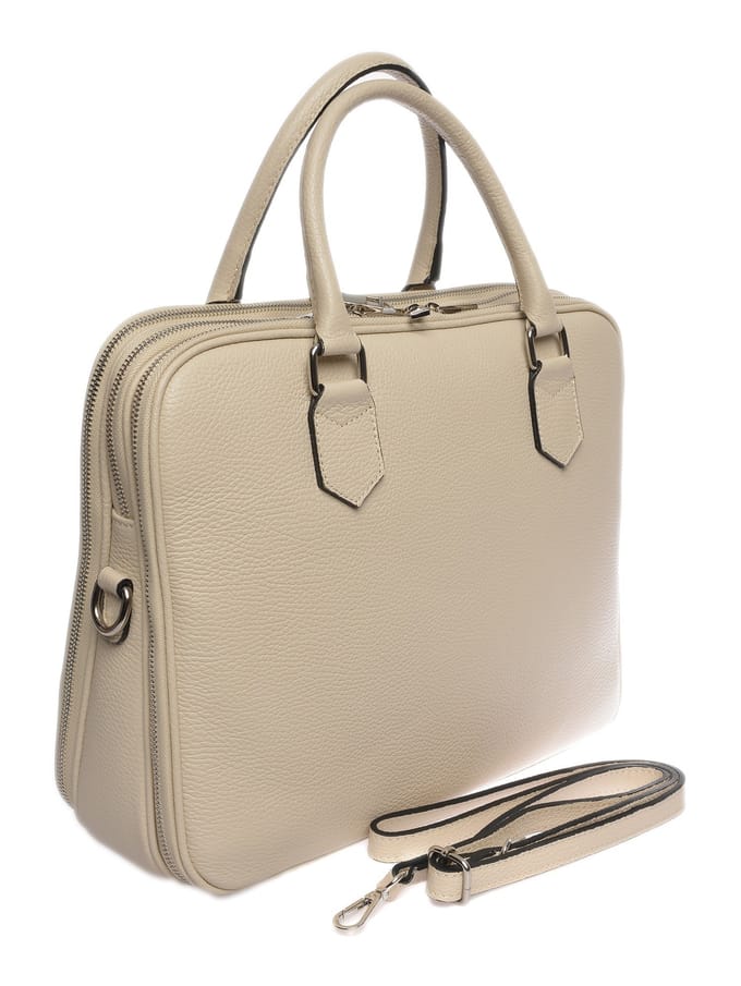 Luisa Vannini Beige Rundleer Tas