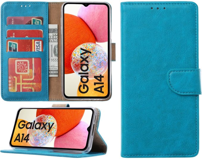 Samsung Galaxy A14 hoesje - Bookcase met pasjeshouder - Turquoise