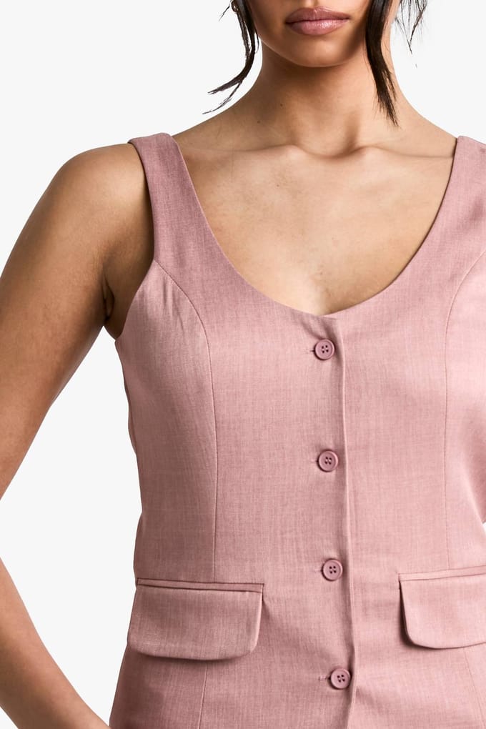 boohoo Dames Tailored Asymmetric Woven Waistcoat | Roos | Maat: 44