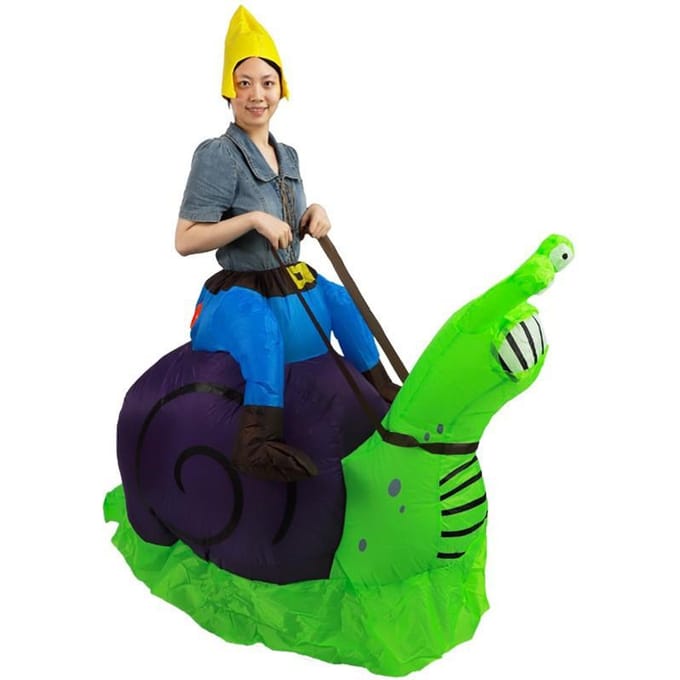 Schattig Groen Slak Opblaaskostuum, Volwassen One size, 150-190cm groen
