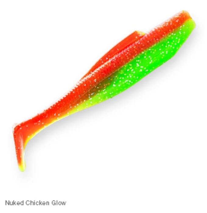 Zman zacht kunstaas Diezel MinnowZ 4 Inch 5/Pack Nuked Chicken Glow (3618) blue