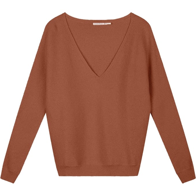EsQualo Sweater Lurex Bat Sleeve Copper Brown Größe: XXL | Pullover Outlet | Damen | Braun