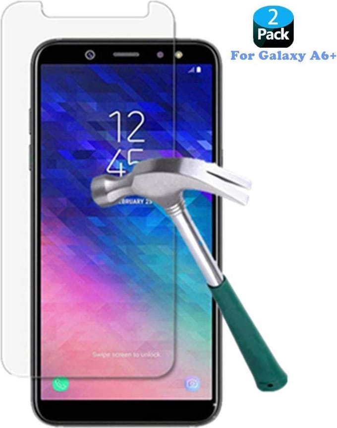 2x Screenprotector Tempered Glass Glazen Gehard Screen Protector 2.5D 9H (0.3mm) - Glasplaatje Geschikt voor: Samsung Galaxy A6 Plus 2018