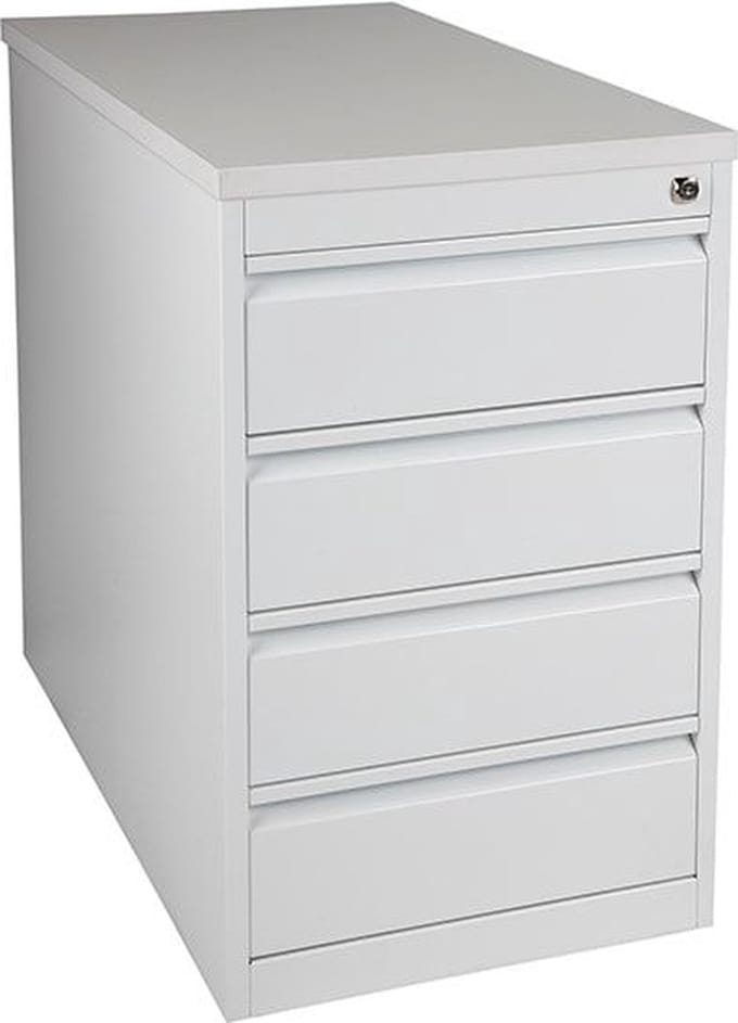 Praktische standcontainer 4 lades diep 80CM kleur Wit (RAL9010) topblad Kersen