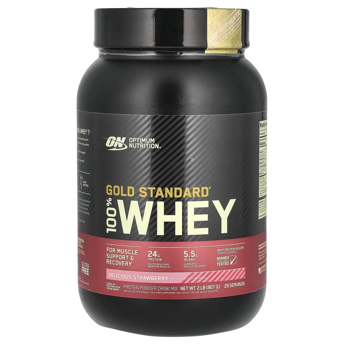 Optimum Nutrition, Gold Standard 100% Whey, Heerlijke Aardbei, 2 lbs (907 gram)