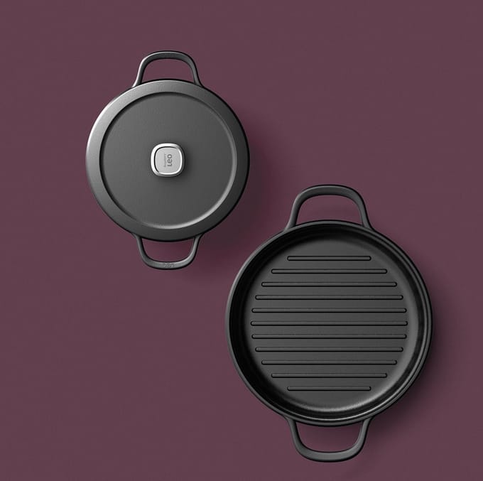 LEO Grillpan Graphite Cast iron - Ø 26cm - Zwart - PFAS-vrij
