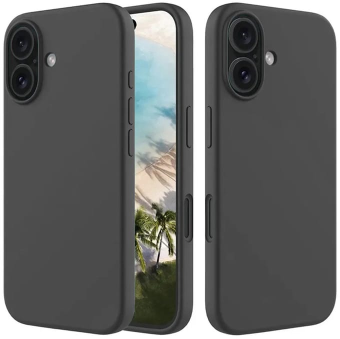 MobyDefend Hoesje - Geschikt voor iPhone 16 - Matte Siliconen Backcover - Zwart