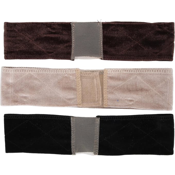 3 stuks Pruik Grip Band Verstelbare Fixatie Scheiding Kant Hoofdband Elastische Velours Pruikbanden gray