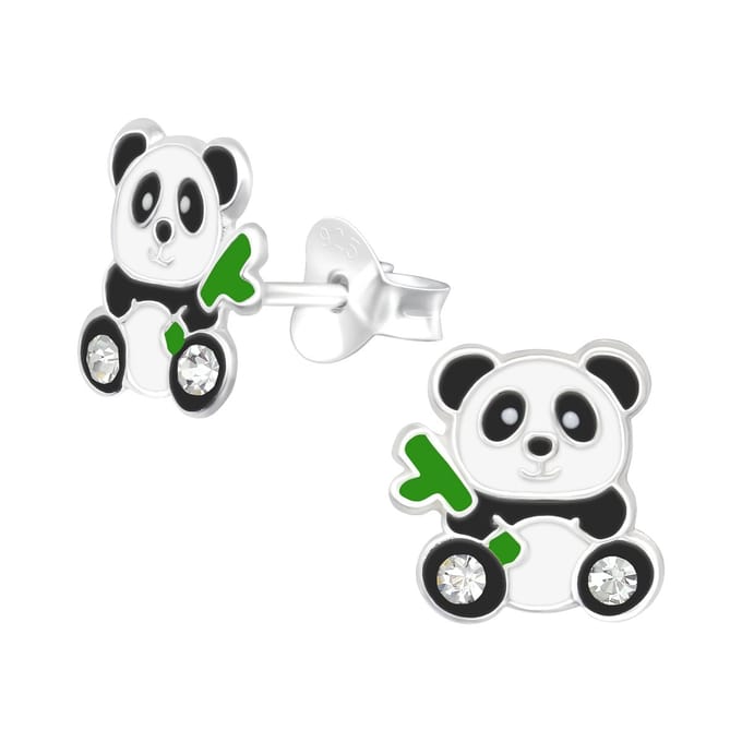 Princess Oorbellen Panda - 925 Zilver E-Coating - 9x8mm