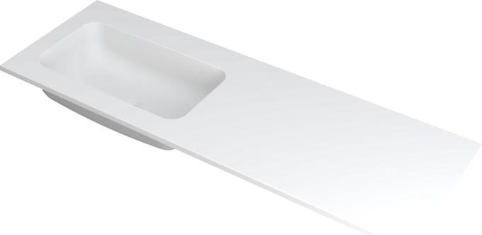 INK Faktor wastafel polystone links zonder kraangat 140x45x1,5cm, mat wit