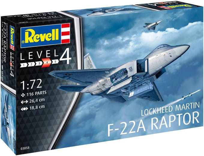 Revell Modelbouwpakket Militaire voertuigen - 03858 Lockheed Martin F-22A Raptor Jet Fighter Plastic - 1:72 - Modelbouw