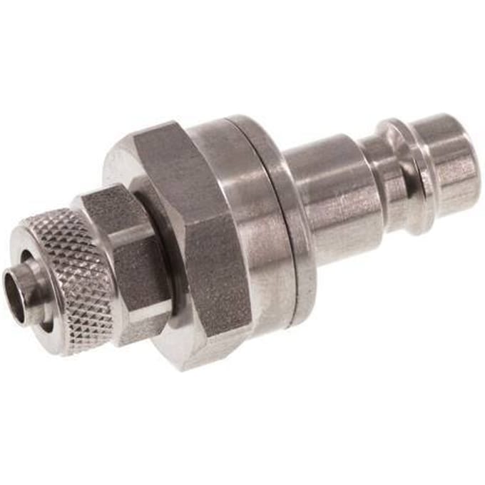 RVS DN 7.2 (Euro) Luchtkoppeling Insteeknippel 6x8 mm Push-On Double Shut-Off - CLP7-N-S-SV-6