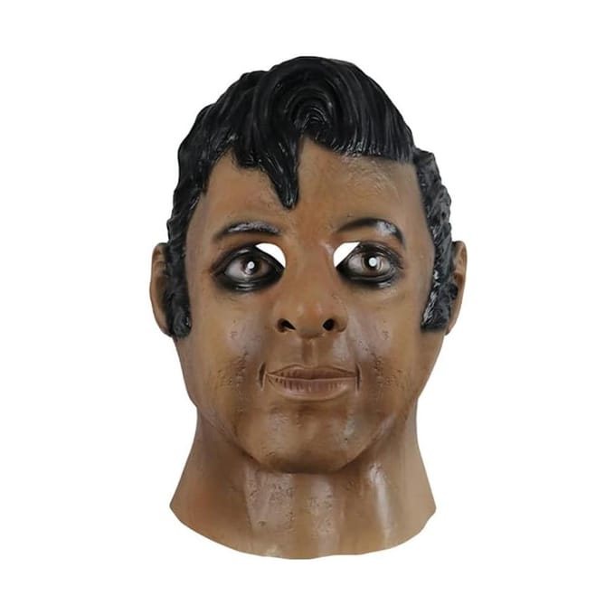 Jeune homme noir masque en latex drôle mascarade visage blague cagoule One size gris