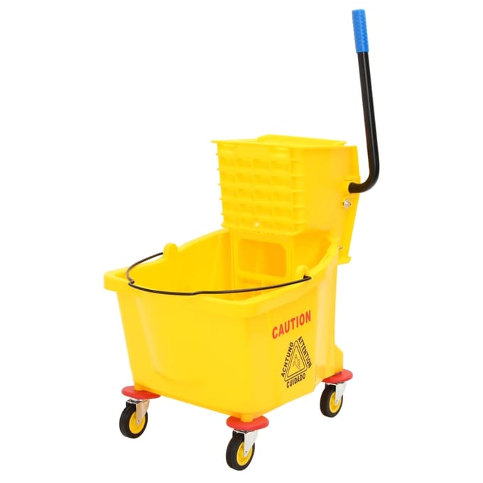 vidaXL - Dweilemmer - met - wringer - en - wielen - 36 - L - polypropeen - geel