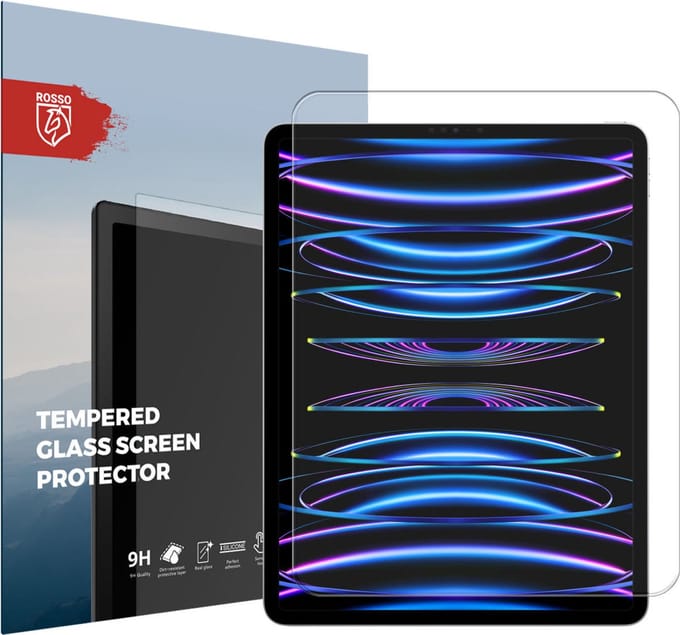 Rosso Screen Protector Geschikt voor Apple iPad Pro 12.9 (2018/2020/2021/2022) 9H Tempered Glass