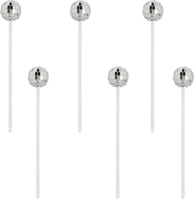 Boland - Set 6 roerstaafjes Discobal - Glitter & Glamour - 80s - Disco