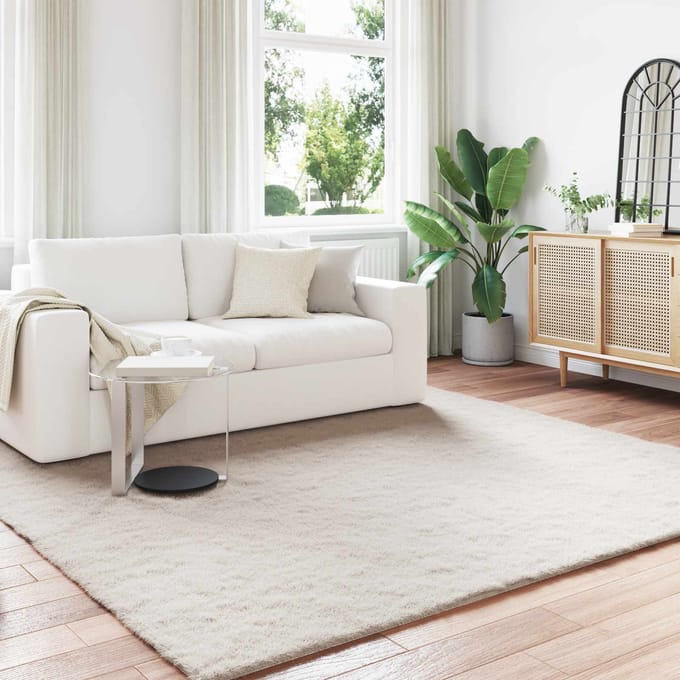 vidaXL - Antislip - vloerkleed - van - imitatie - konijnenbont - OLITE - Beige