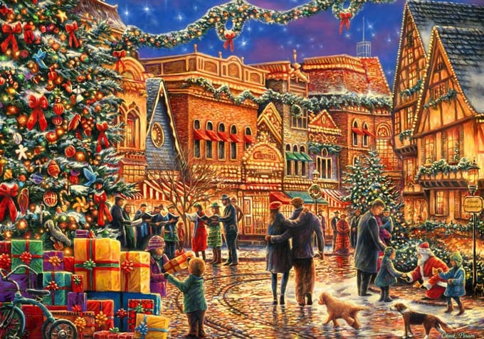 Bluebird Puzzle kerstpuzzel Christmas at the Town Square - 2000 stukjes.