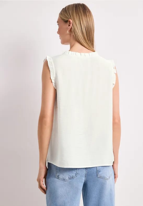 Blousetop met V-hals en ruches