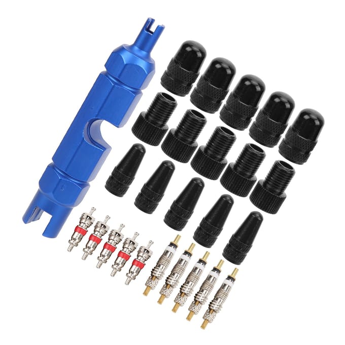 26 Stuks Fiets Ventielkern Set Amerikaans en Frans Ventielkern Adapter Ventieldop Fietspomp