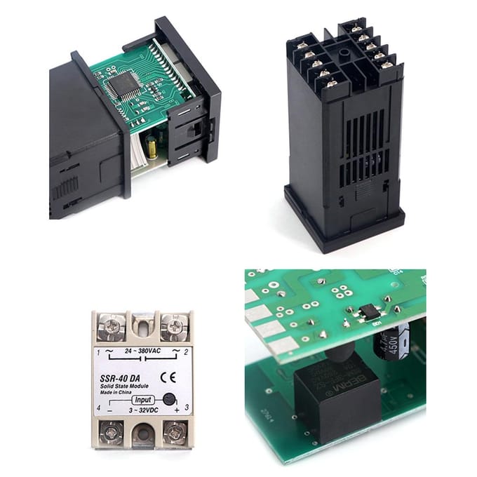 REX-C100FK07-V*AN Intelligente temperatuurregelaar SSR-uitgang + SSR-40 DA + M6 1M kabel 3-delige set 1 set black