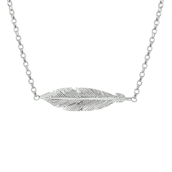 zilver gerhodineerd collier veer 40,5 + 3 cm 1319792