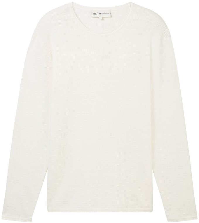 Tom Tailor Denim - Gebreide trui van katoen - Maat XL - Wool White
