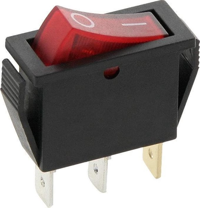Schakelaar - rood - 220 volt - 15A - verlicht