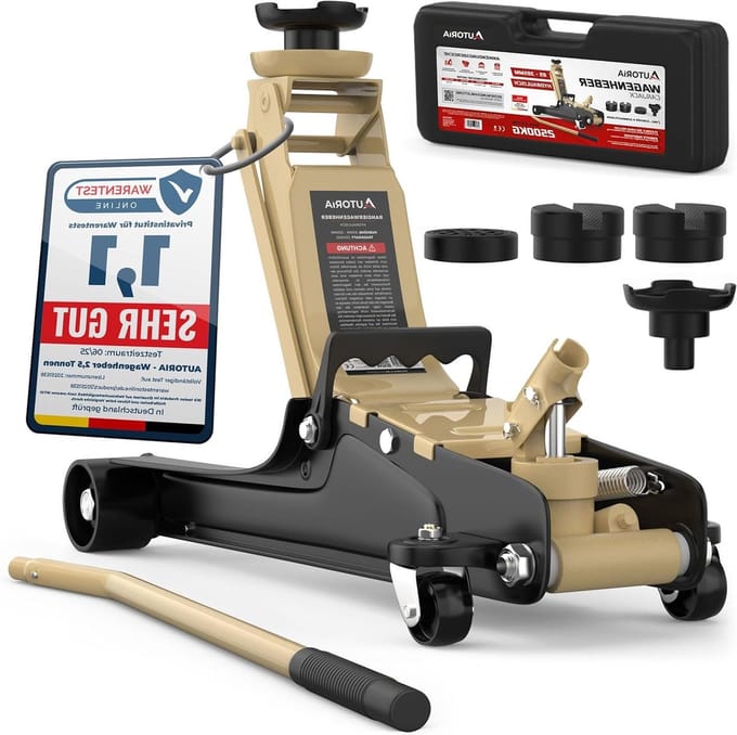 Autokrik - Garagekrik - Onderhoud Voertuigen - Extra plat ontwerp - 25 Ton - Beige