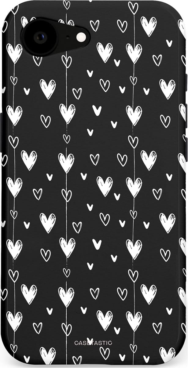Casetastic hoesje geschikt voor Apple iPhone 16e / Apple iPhone 17e - MagSafe - Dubbellaagse bescherming - Hangend Hartje - Fashion Case - Zwart Grijs