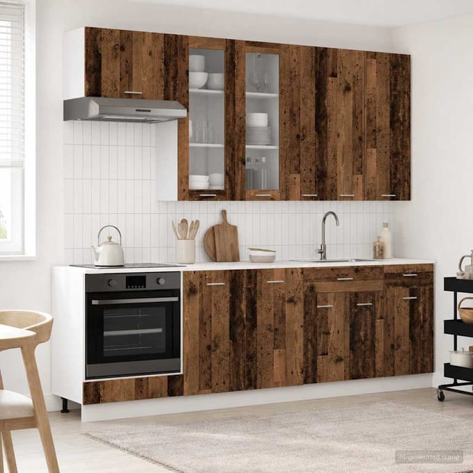 vidaXL - Keukenblok - LYON - 8 - st - Oud - hout - Bewerkt - hout