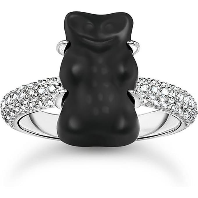 Thomas Sabo - TR2478-052-11-52 - Ring - 925 zilver - Dames - Goldbär zwart - Ringmaat 52
