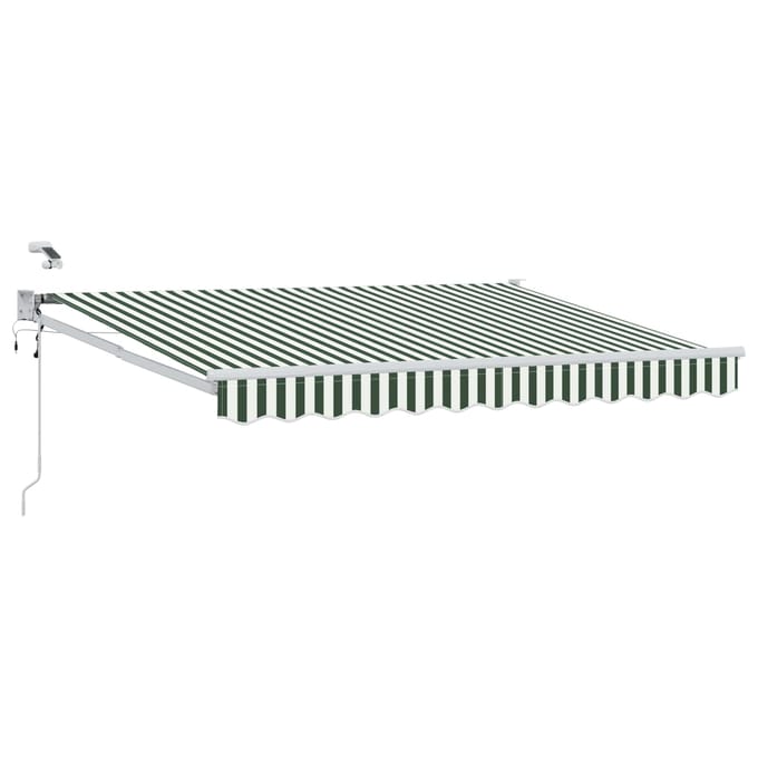 vidaXL - Elektrisch - Uitschuifbare - Zonneluifel - Groen - en - Wit - 3 - x - 2,5 - m