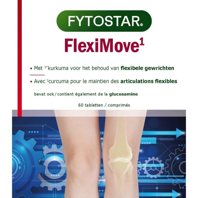 Fytostar FlexiMove High-Curcumine + Glucosamine – Flexibele gewrichten – Voedingssupplement – 60 tabletten