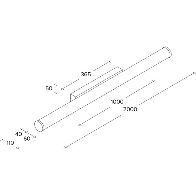 TECNICO by Sforzin Pirgos LED wandlamp, 200 cm breed, wit, kunststof