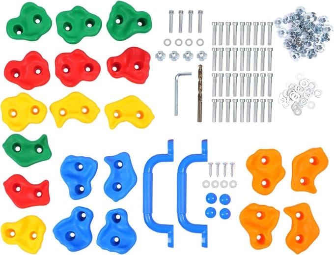 Kinderklimgrepen - Klimstenen set - Buiten spelen - Ergonomisch ontwerp - 20 stuks - Multicolor